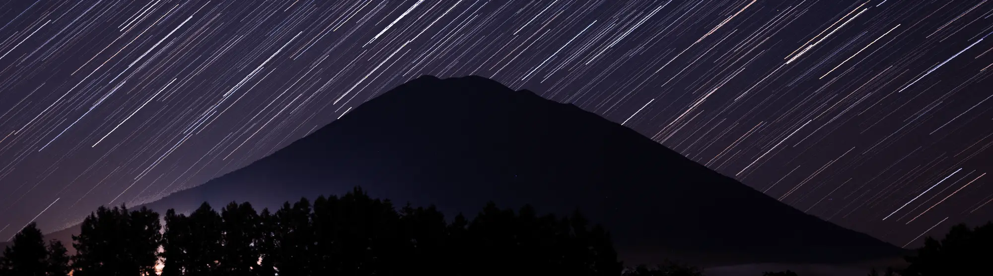Star trails over Mount Yotei